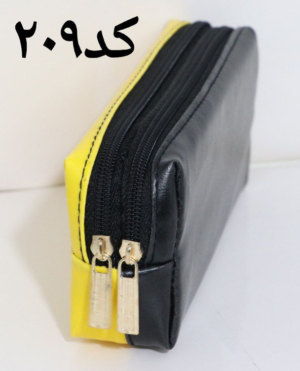 جامدادی دو زیپ چرم دو رنگ کد ۲۰۹